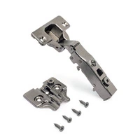 Emuca Lotto di 20 cerniere collo dritto X91 con chiusura soft e Basetta a vite, altezza 0, Acciaio, - 3