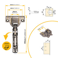 Emuca Lotto di 20 cerniere collo dritto X91 con chiusura soft e Basetta a vite, altezza 0, Acciaio,  - 5