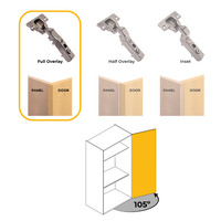 Emuca Lotto di 20 cerniere collo dritto X91 con chiusura soft e Basetta a vite, altezza 0, Acciaio,  - 7