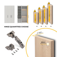 Emuca Lotto di 20 cerniere collo dritto X91 con chiusura soft e Basetta a vite, altezza 0, Acciaio,  - 8