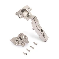 Emuca Lotto di 20 cerniere mezzo collo X91 con chiusura soft e Basetta a vite, altezza 0, Acciaio, N - 2