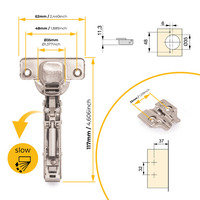 Emuca Lotto di 20 cerniere mezzo collo X91 con chiusura soft e Basetta a vite, altezza 0, Acciaio, N - 4