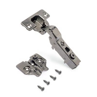 Emuca Lotto di 20 cerniere mezzo collo X91 con chiusura soft e Basetta a vite, Altezza 0, Acciaio, T - 3