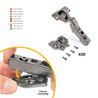 Emuca Lotto di 20 cerniere mezzo collo X91 con chiusura soft e Basetta a vite, Altezza 0, Acciaio, T - 4