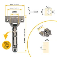 Emuca Lotto di 20 cerniere mezzo collo X91 con chiusura soft e Basetta a vite, Altezza 0, Acciaio, T - 5