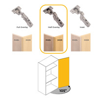 Emuca Lotto di 20 cerniere mezzo collo X91 con chiusura soft e Basetta a vite, Altezza 0, Acciaio, T - 7