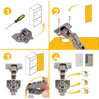 Emuca Lotto di 20 cerniere mezzo collo X91 con chiusura soft e Basetta a vite, Altezza 0, Acciaio, T - 9