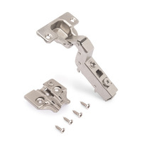 Emuca Lotto di 20 cerniere collo alto X91 con chiusura soft e Basetta a vite, Altezza 0, Acciaio, Ni - 2