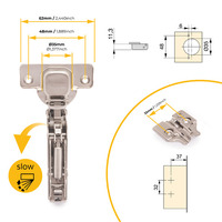 Emuca Lotto di 20 cerniere collo alto X91 con chiusura soft e Basetta a vite, Altezza 0, Acciaio, Ni - 4