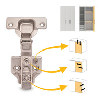 Emuca Lotto di 20 cerniere collo alto X91 con chiusura soft e Basetta a vite, Altezza 0, Acciaio, Ni - 5