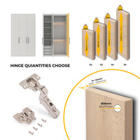 Emuca Lotto di 20 cerniere collo alto X91 con chiusura soft e Basetta a vite, Altezza 0, Acciaio, Ni - 7