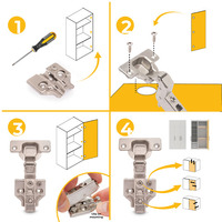 Emuca Lotto di 20 cerniere collo alto X91 con chiusura soft e Basetta a vite, Altezza 0, Acciaio, Ni - 8