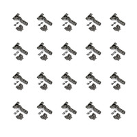 Emuca Lotto di 20 cerniere collo alto X91 con chiusura soft e Basetta a vite, Altezza 0, Acciaio, Ti