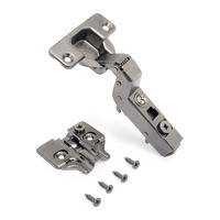 Emuca Lotto di 20 cerniere collo alto X91 con chiusura soft e Basetta a vite, Altezza 0, Acciaio, Ti - 3