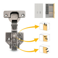 Emuca Lotto di 20 cerniere collo alto X91 con chiusura soft e Basetta a vite, Altezza 0, Acciaio, Ti - 6