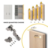 Emuca Lotto di 20 cerniere collo alto X91 con chiusura soft e Basetta a vite, Altezza 0, Acciaio, Ti - 8