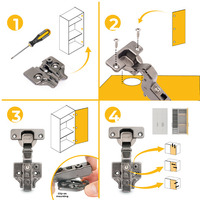 Emuca Lotto di 20 cerniere collo alto X91 con chiusura soft e Basetta a vite, Altezza 0, Acciaio, Ti - 9