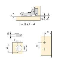 Emuca Lotto di 20 cerniere collo alto X91 con chiusura soft e Basetta a vite, Altezza 0, Acciaio, Ti - 10