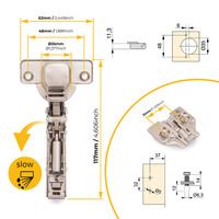 Emuca Lotto di 20 cerniere collo dritto X91 con chiusura soft e Basetta Euro, altezza 0, Acciaio, Ni - 4