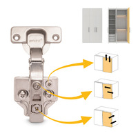 Emuca Lotto di 20 cerniere collo dritto X91 con chiusura soft e Basetta Euro, altezza 0, Acciaio, Ni - 5
