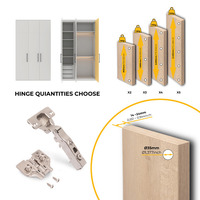 Emuca Lotto di 20 cerniere collo dritto X91 con chiusura soft e Basetta Euro, altezza 0, Acciaio, Ni - 7