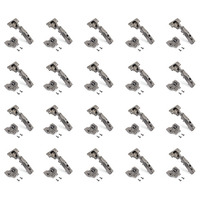 Emuca Lotto di 20 cerniere collo dritto X91 con chiusura soft e Basetta Euro, altezza 0, Acciaio, Ti