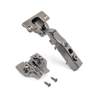 Emuca Lotto di 20 cerniere collo dritto X91 con chiusura soft e Basetta Euro, altezza 0, Acciaio, Ti - 3