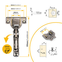 Emuca Lotto di 20 cerniere collo dritto X91 con chiusura soft e Basetta Euro, altezza 0, Acciaio, Ti - 5