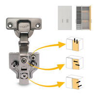 Emuca Lotto di 20 cerniere collo dritto X91 con chiusura soft e Basetta Euro, altezza 0, Acciaio, Ti - 6