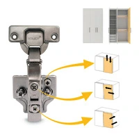 Emuca Lotto di 20 cerniere collo dritto X91 con chiusura soft e Basetta Euro, altezza 0, Acciaio, Ti - 6
