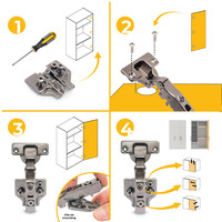Emuca Lotto di 20 cerniere collo dritto X91 con chiusura soft e Basetta Euro, altezza 0, Acciaio, Ti - 9