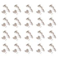 Emuca Lotto di 20 cerniere mezzo collo X91 con chiusura soft e Basetta Euro, altezza 0, Acciaio, Nic