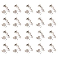 Emuca Lotto di 20 cerniere mezzo collo X91 con chiusura soft e Basetta Euro, altezza 0, Acciaio, Nic