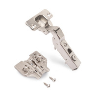 Emuca Lotto di 20 cerniere mezzo collo X91 con chiusura soft e Basetta Euro, altezza 0, Acciaio, Nic - 2