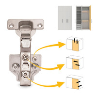 Emuca Lotto di 20 cerniere mezzo collo X91 con chiusura soft e Basetta Euro, altezza 0, Acciaio, Nic - 5