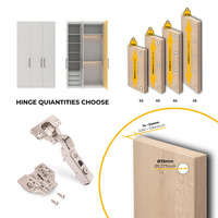 Emuca Lotto di 20 cerniere mezzo collo X91 con chiusura soft e Basetta Euro, altezza 0, Acciaio, Nic - 7