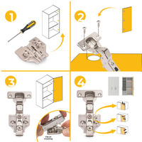 Emuca Lotto di 20 cerniere mezzo collo X91 con chiusura soft e Basetta Euro, altezza 0, Acciaio, Nic - 8