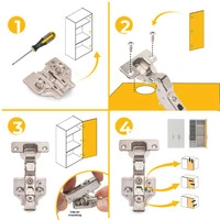Emuca Lotto di 20 cerniere mezzo collo X91 con chiusura soft e Basetta Euro, altezza 0, Acciaio, Nic - 8