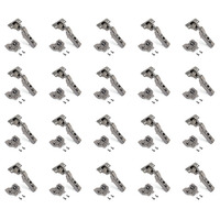 Emuca Lotto di 20 cerniere mezzo collo X91 con chiusura soft e Basetta Euro, altezza 0, Nichelato, T