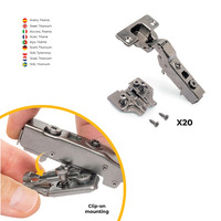 Emuca Lotto di 20 cerniere mezzo collo X91 con chiusura soft e Basetta Euro, altezza 0, Nichelato, T - 4