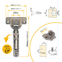 Emuca Lotto di 20 cerniere mezzo collo X91 con chiusura soft e Basetta Euro, altezza 0, Nichelato, T - 5