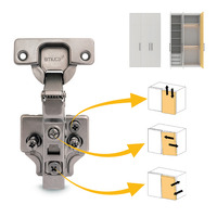 Emuca Lotto di 20 cerniere mezzo collo X91 con chiusura soft e Basetta Euro, altezza 0, Nichelato, T - 6