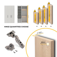 Emuca Lotto di 20 cerniere mezzo collo X91 con chiusura soft e Basetta Euro, altezza 0, Nichelato, T - 8
