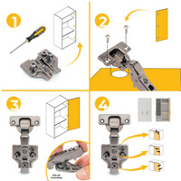 Emuca Lotto di 20 cerniere mezzo collo X91 con chiusura soft e Basetta Euro, altezza 0, Nichelato, T - 9