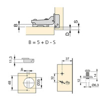 Emuca Lotto di 20 cerniere mezzo collo X91 con chiusura soft e Basetta Euro, altezza 0, Nichelato, T - 10