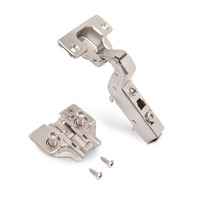 Emuca Lotto di 20 cerniere collo alto X91 con chiusure soft e Basetta Euro, altezza 0, Acciaio, Nich - 2