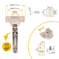 Emuca Lotto di 20 cerniere collo alto X91 con chiusure soft e Basetta Euro, altezza 0, Acciaio, Nich - 4