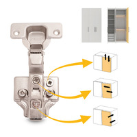 Emuca Lotto di 20 cerniere collo alto X91 con chiusure soft e Basetta Euro, altezza 0, Acciaio, Nich - 5