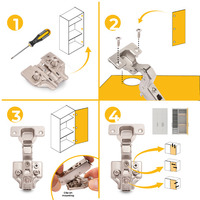 Emuca Lotto di 20 cerniere collo alto X91 con chiusure soft e Basetta Euro, altezza 0, Acciaio, Nich - 8