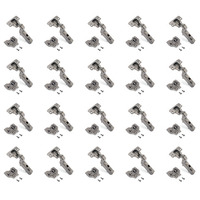 Emuca Lotto di 20 cerniere collo alto X91 con chiusura soft e Basetta Euro, altezza 0, Acciaio, Tita